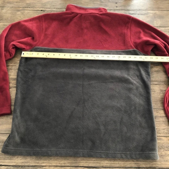 Columbia Men Large Steens Mountain Half Snap Fleece Pullover Sweatshirt Red Gray - Picture 5 of 6